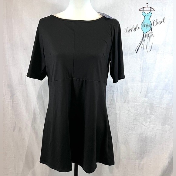 Piphany black Jersey knit tunic top size medium NWT - Picture 2 of 7